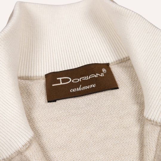 Beige Cotton Cashmere Full Zip Sweater