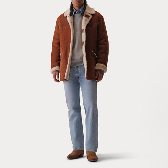 Brown Single Breasted Sheepskin Coat