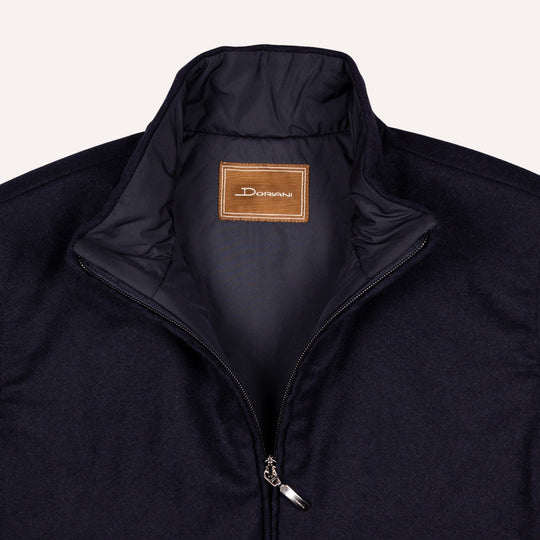 Navy Melange Cashmere Padded Gilet