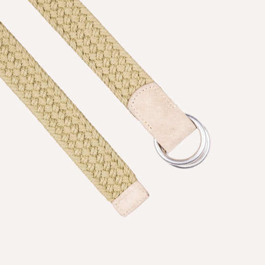 Desert Khaki Green Double Silver Ring Woven Belt