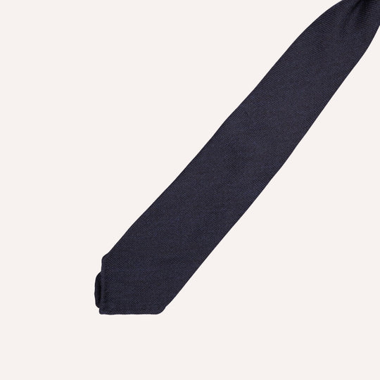 Navy Fine Knitted Wool Tie