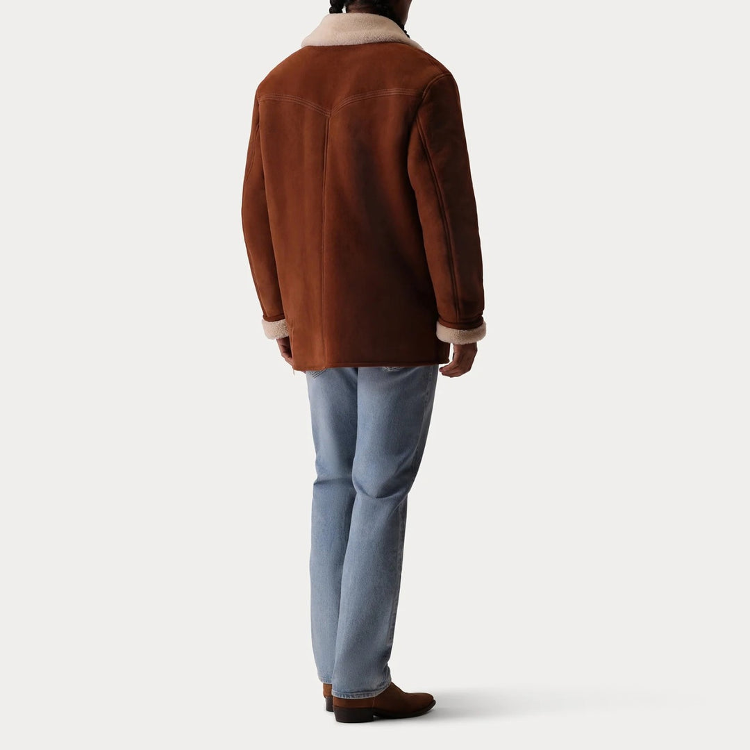 Brown Single Breasted Sheepskin Coat