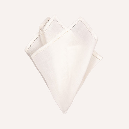 Jour Venise Off-White Linen Pocket Square