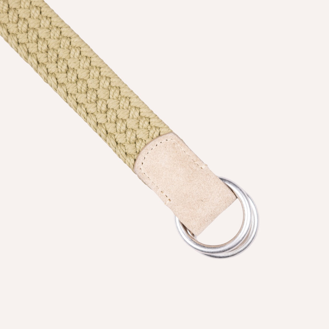 Desert Khaki Green Double Silver Ring Woven Belt