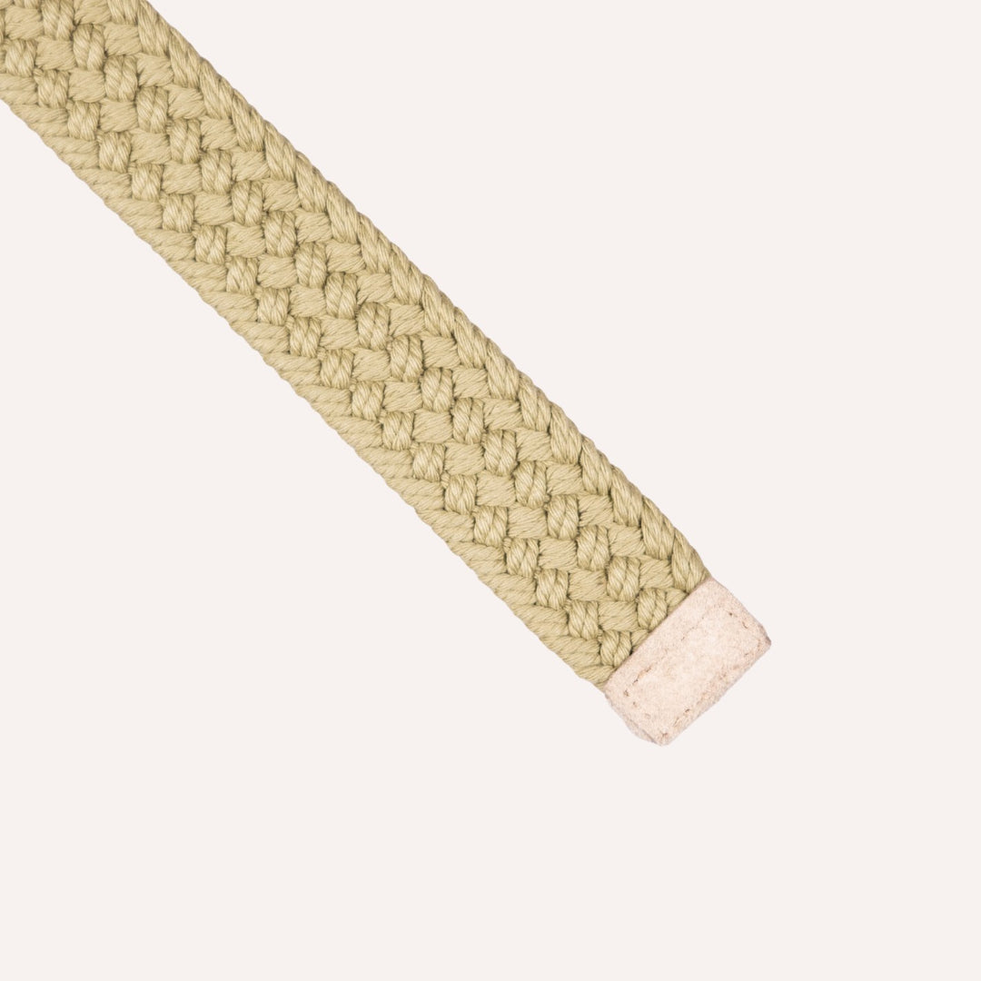 Desert Khaki Green Double Silver Ring Woven Belt