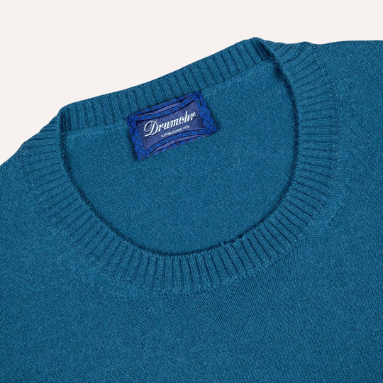 Deep Teal Cashmere Crewneck Sweater
