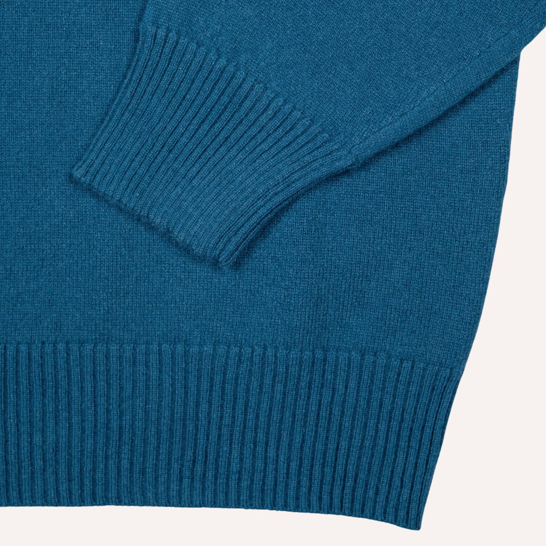 Deep Teal Cashmere Crewneck Sweater