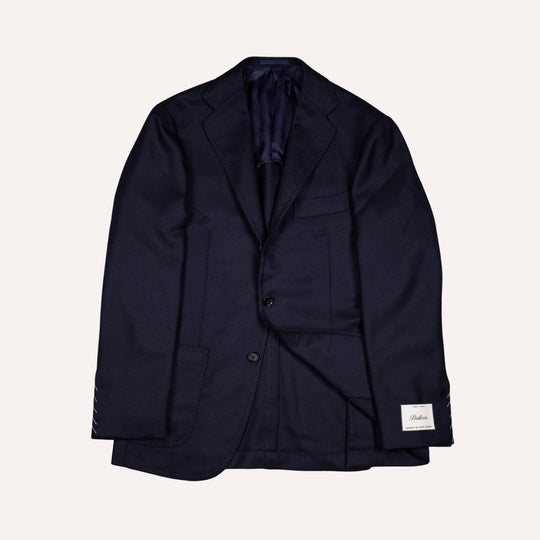 Navy Hopsack Balloon Wool Blazer