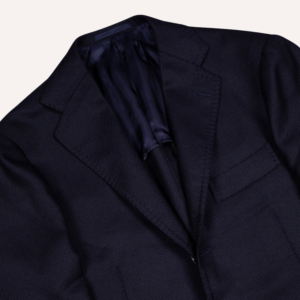 Navy Hopsack Balloon Wool Blazer
