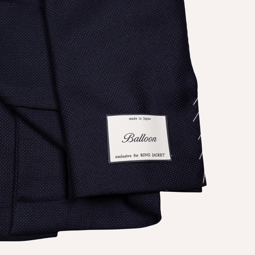 Navy Hopsack Balloon Wool Blazer