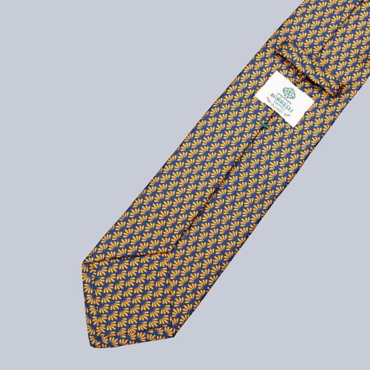 Navy & Orange Leaf Pattern Tie