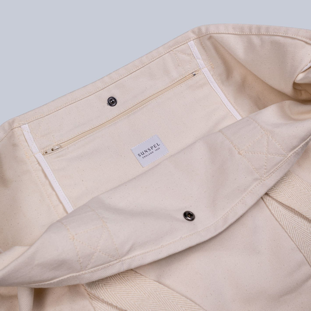 Off White Canvas Large Tote
