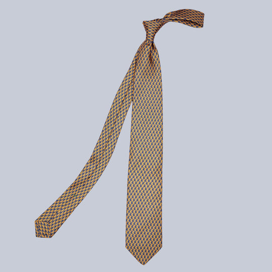 Navy & Orange Leaf Pattern Tie