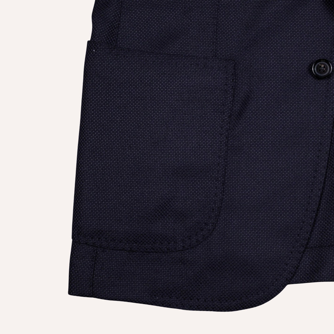 Navy Hopsack Balloon Wool Blazer