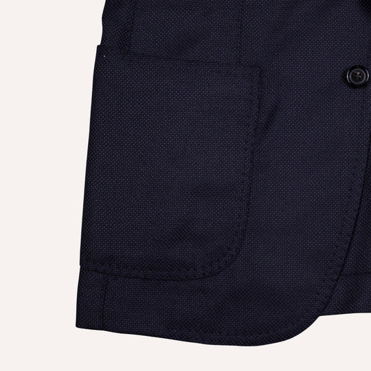Navy Hopsack Balloon Wool Blazer