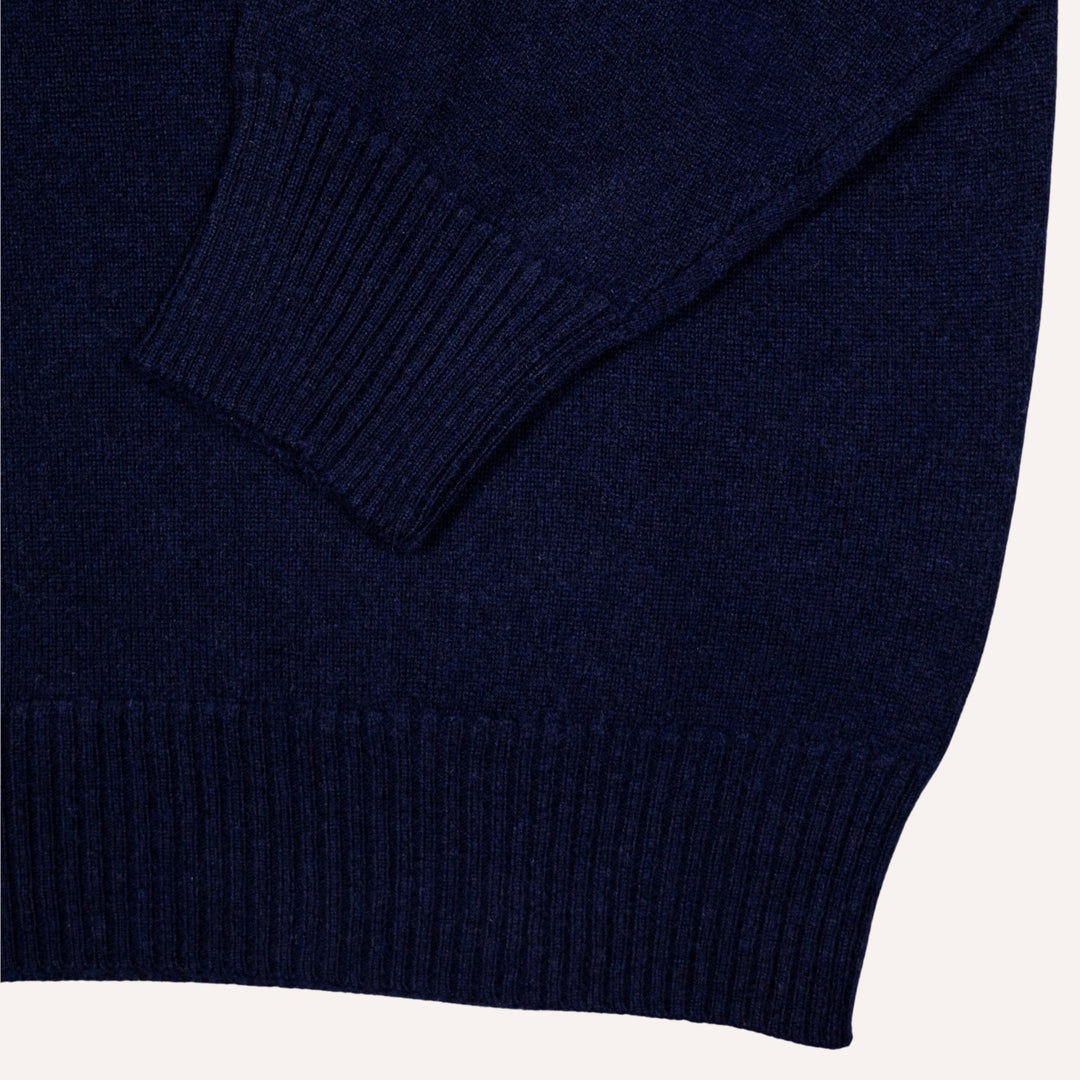 Navy Cashmere Crewneck Sweater