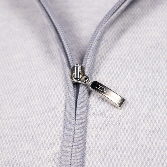 Dusty Blue Cotton Cashmere Full Zip Sweater