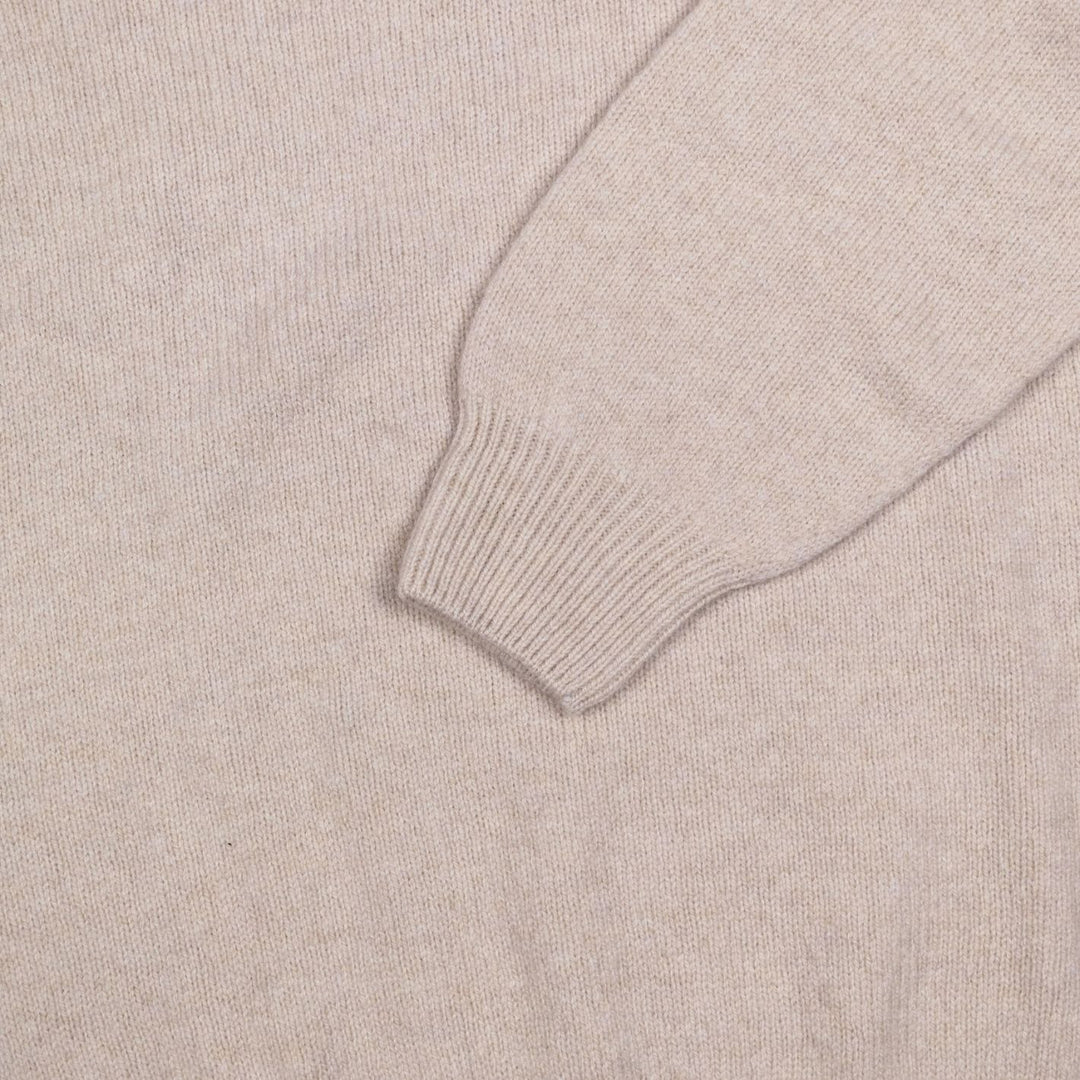 Oatmeal Melange Lambswool V-Neck Sweater