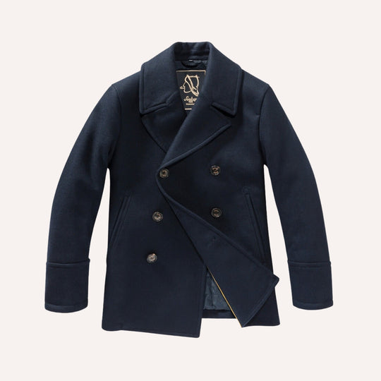 Navy Wool Cashmere Peacoat