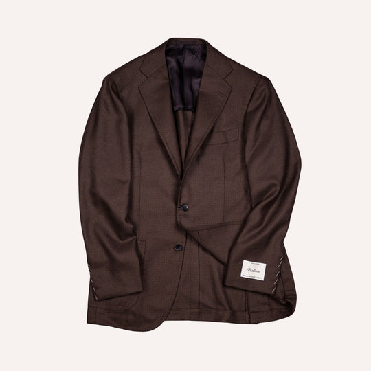 Brown Hopsack Balloon Wool Blazer