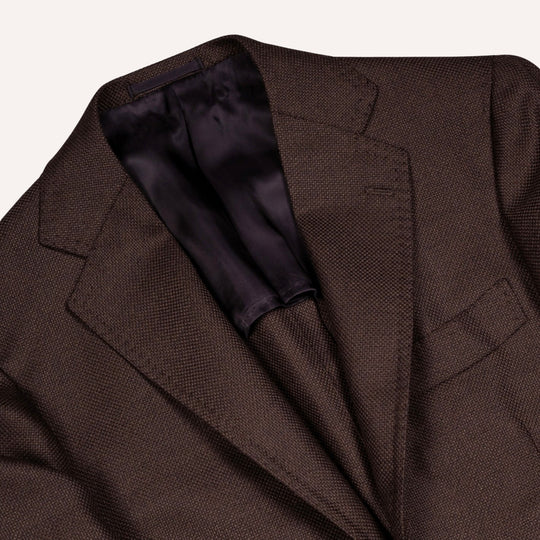 Brown Hopsack Balloon Wool Blazer