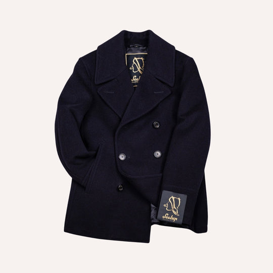 Navy Wool Cashmere Peacoat