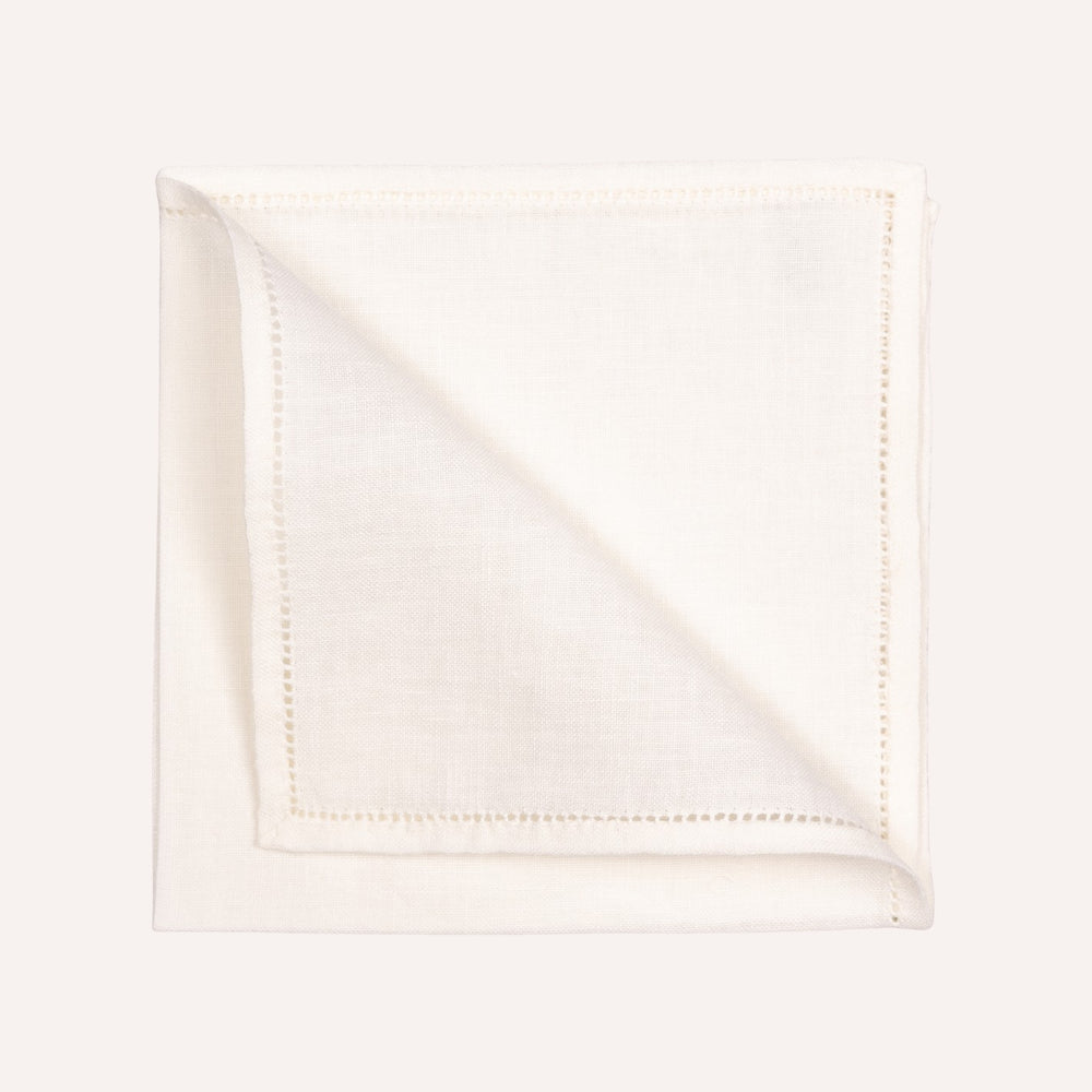 Jour Venise Off-White Linen Pocket Square
