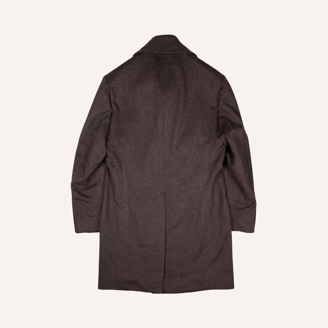 Brown Melange Wool Double Breasted Coat