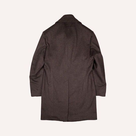 Brown Melange Wool Double Breasted Coat
