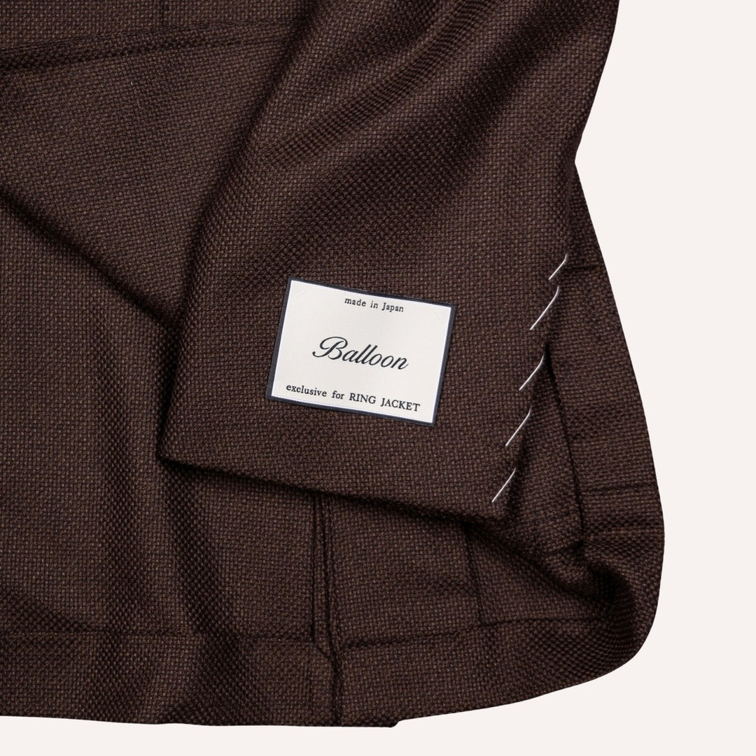 Brown Hopsack Balloon Wool Blazer