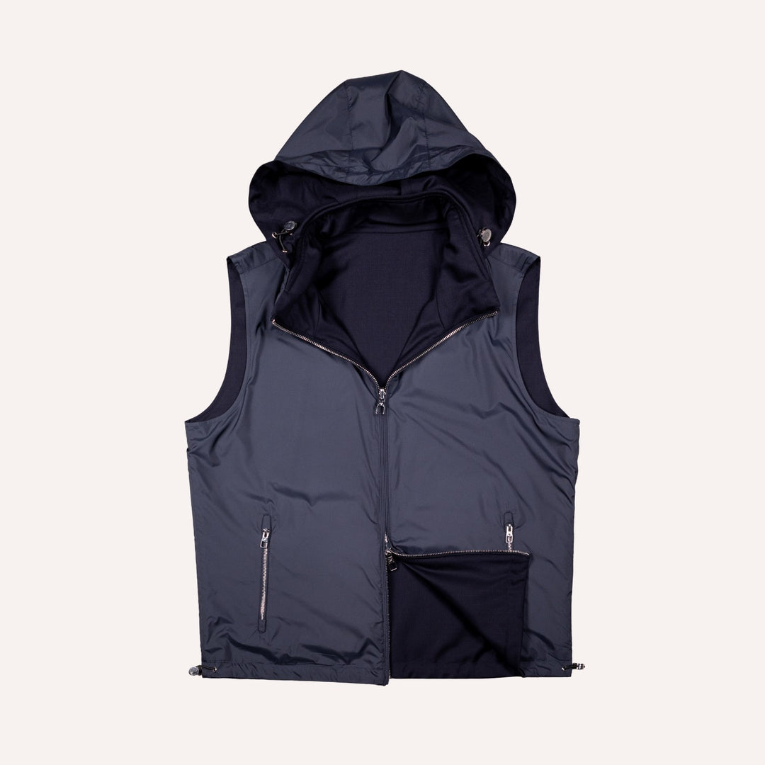 Navy Reversible Wool & Polyester Lightweight Gilet