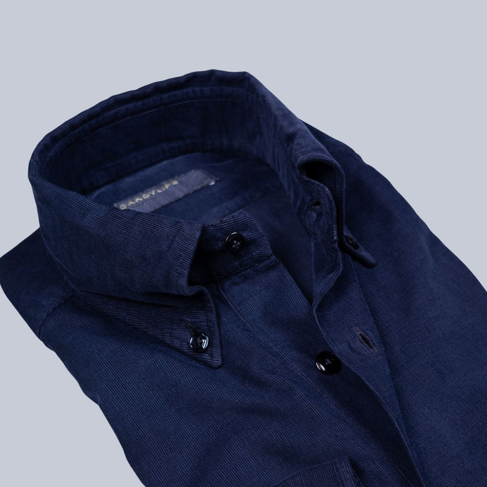 Navy Cotton Corduroy Button Down Shirt