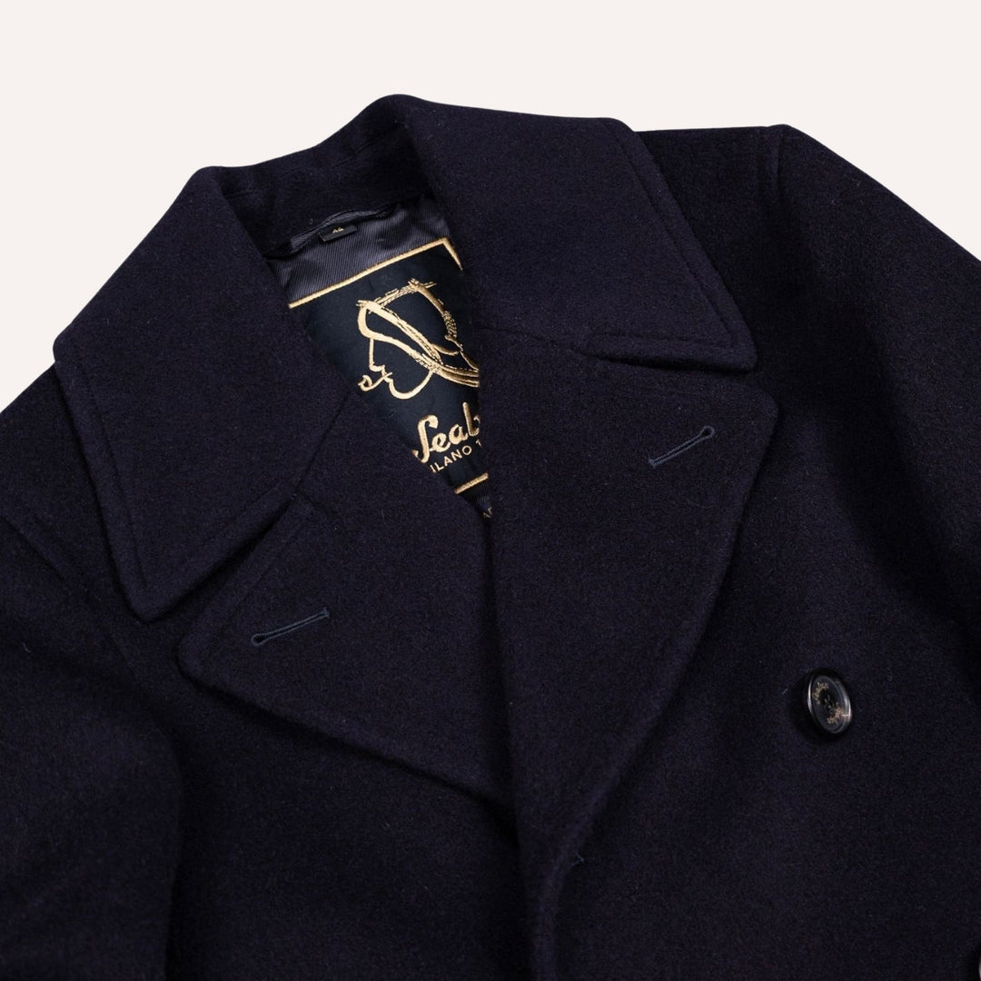 Navy Wool Cashmere Peacoat