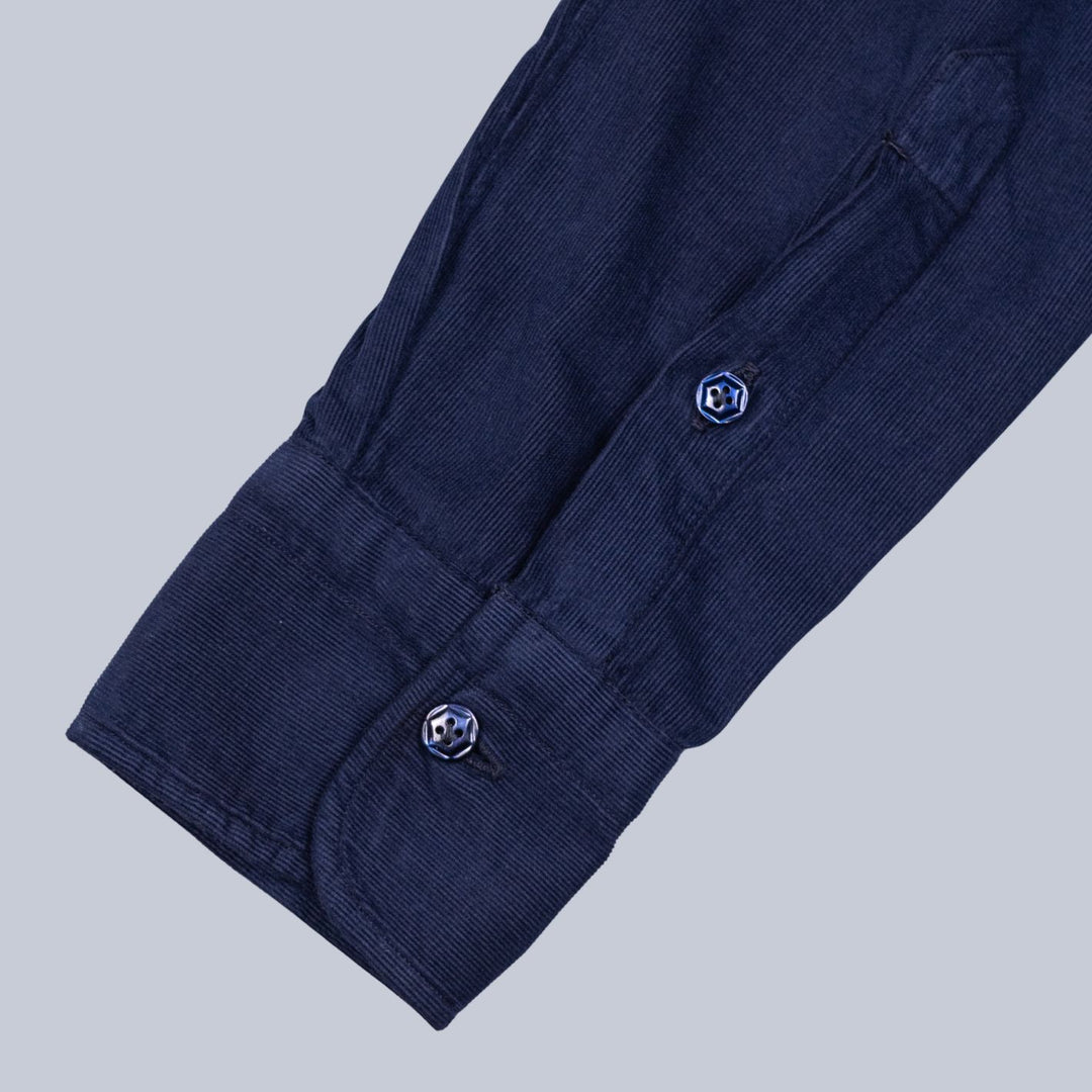 Navy Cotton Corduroy Button Down Shirt