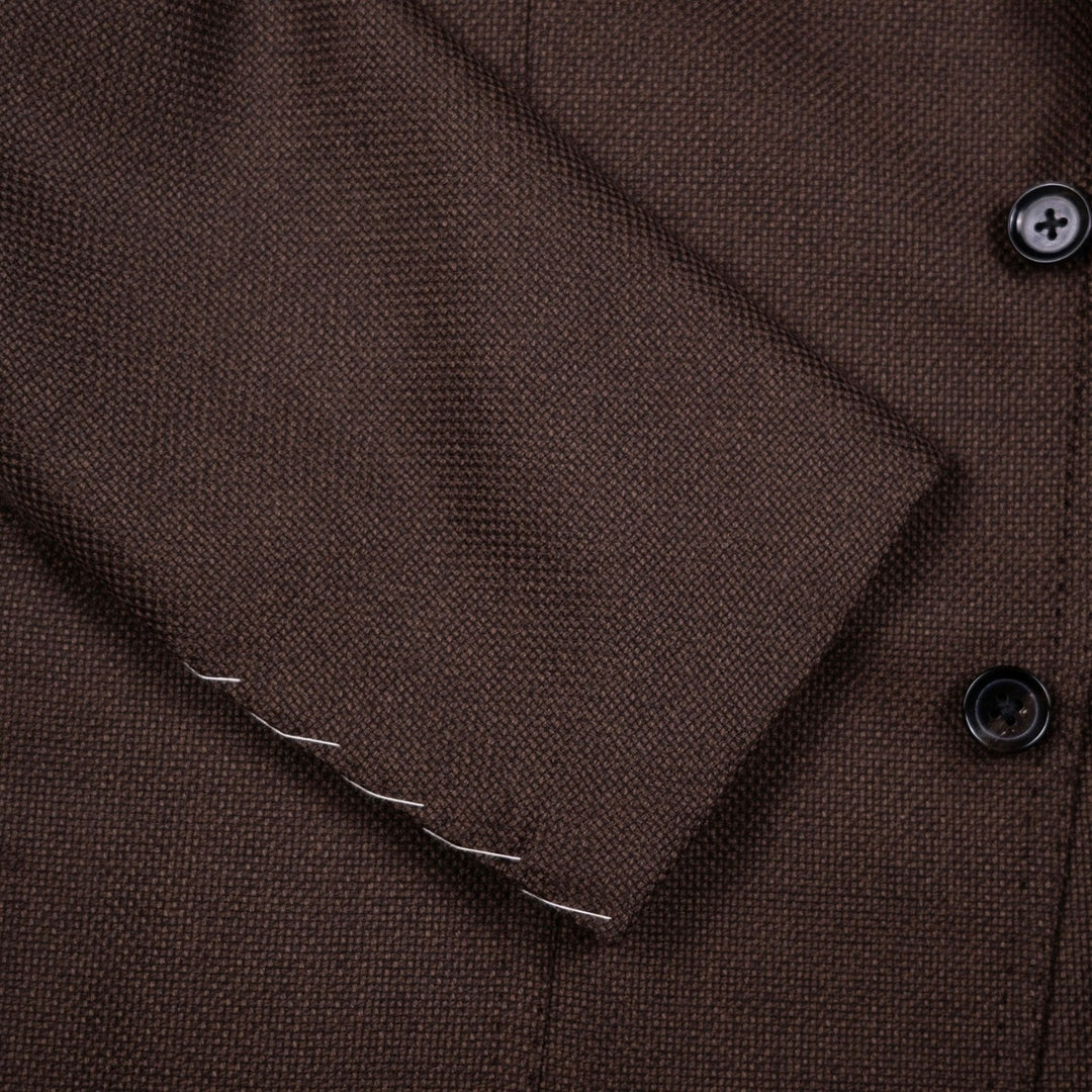 Brown Hopsack Balloon Wool Blazer
