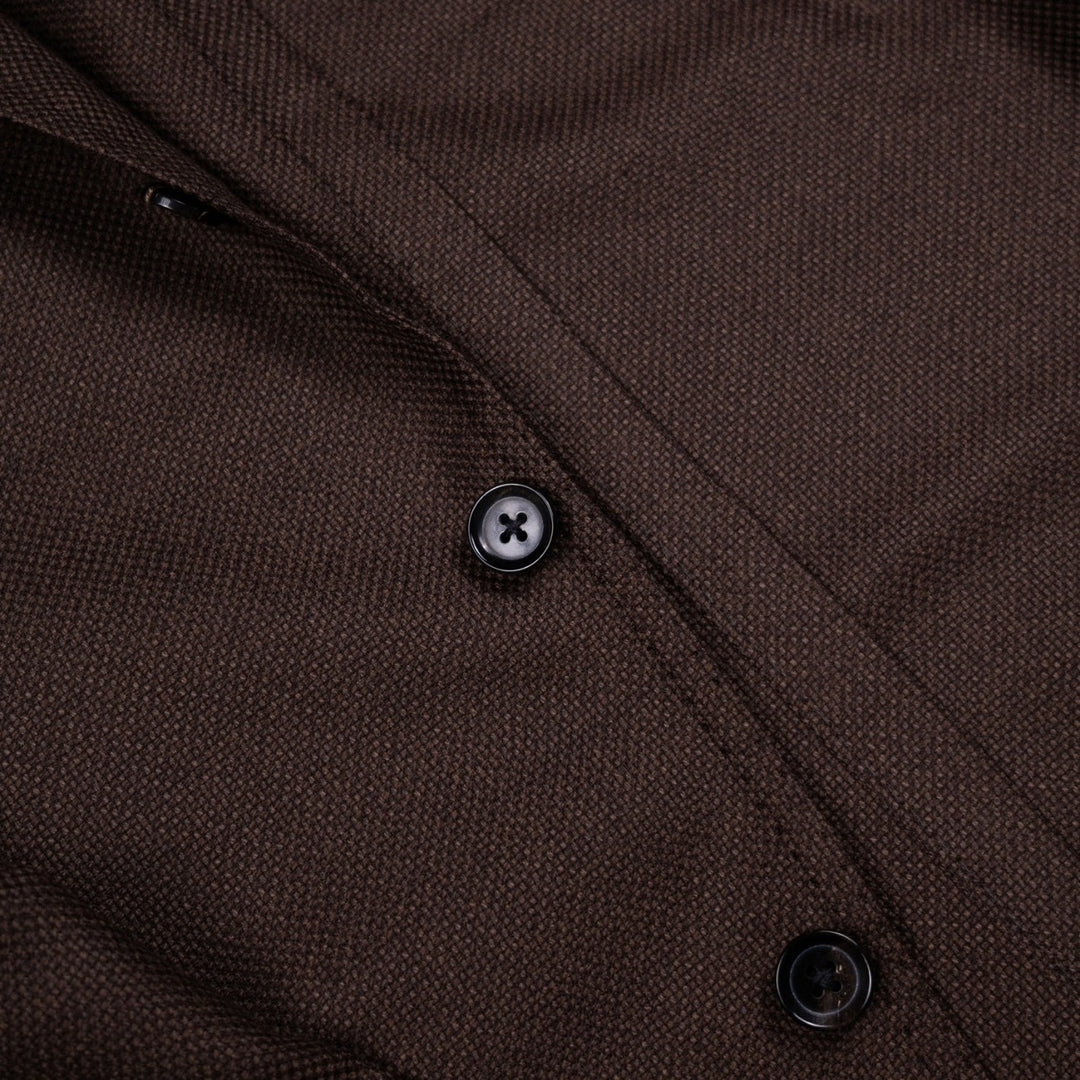 Brown Hopsack Balloon Wool Blazer