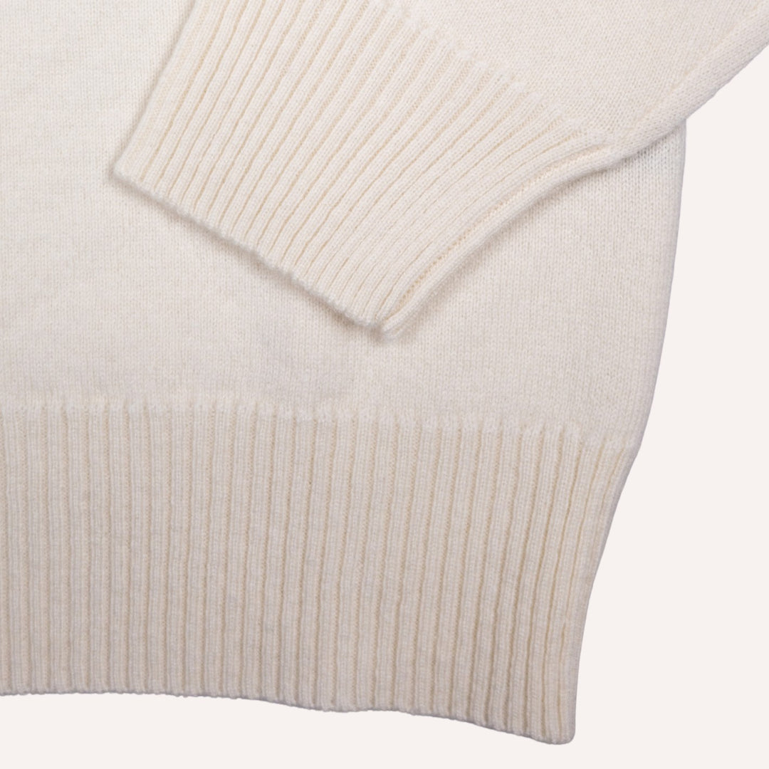 Cream Cashmere Crewneck Sweater