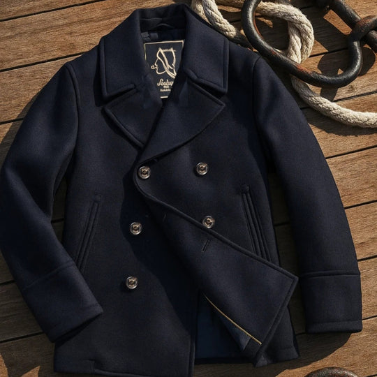 Navy Wool Cashmere Peacoat