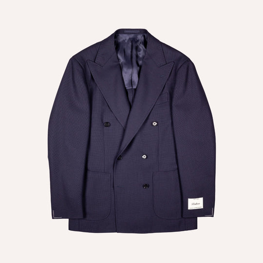 Navy Double-Breasted Wool Summer Balloon Blazer