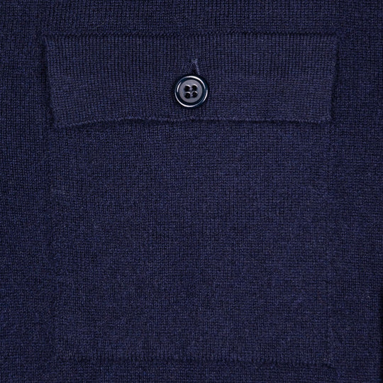 Navy Cashmere Knit Overshirt Sweater
