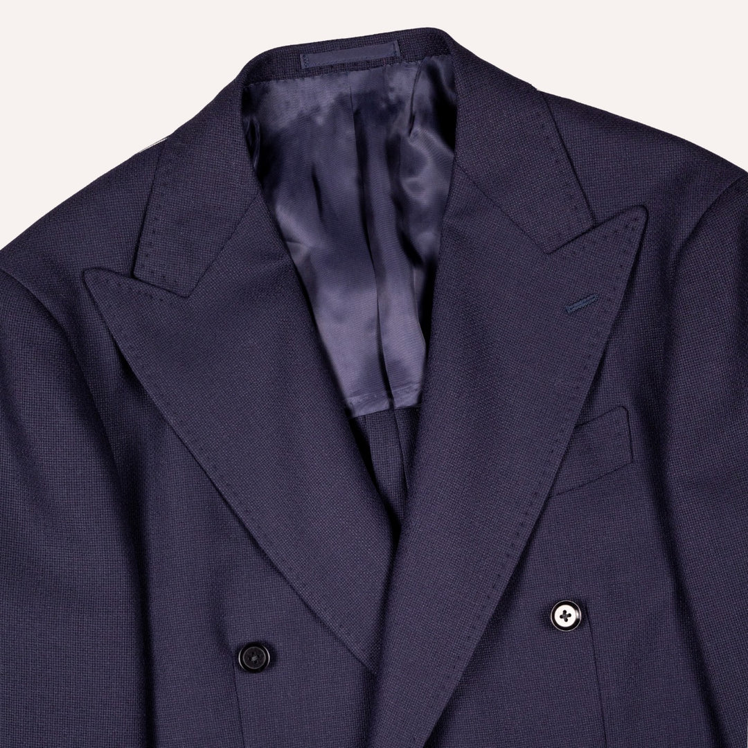 Navy Double-Breasted Wool Summer Balloon Blazer