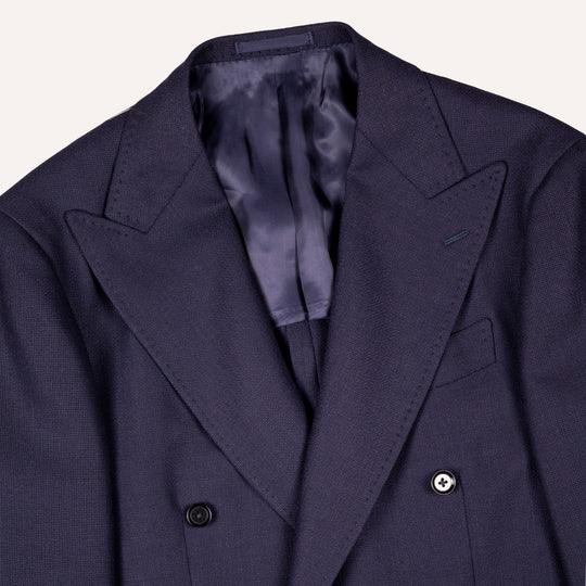 Navy Double-Breasted Wool Summer Balloon Blazer