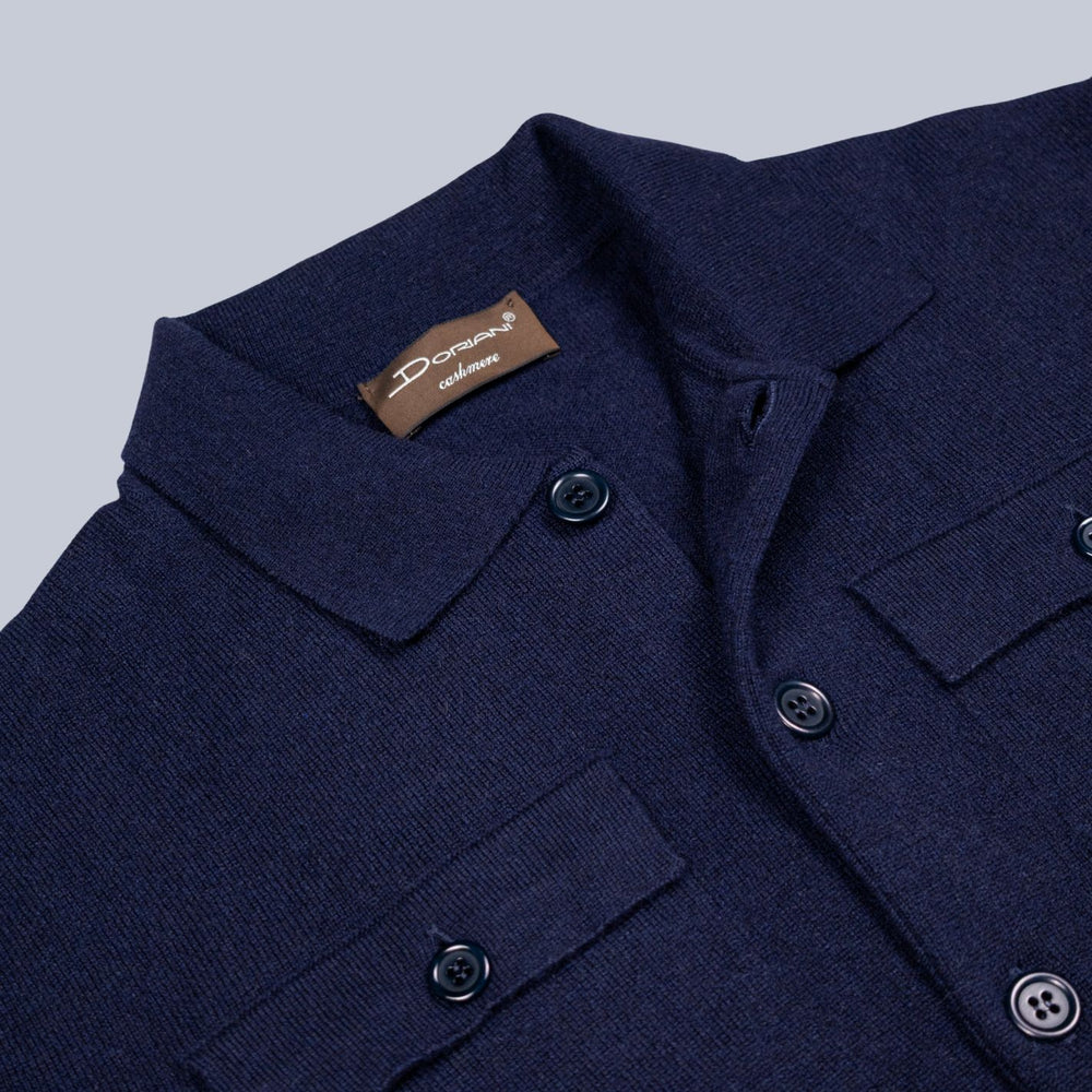 Navy Cashmere Knit Overshirt Sweater