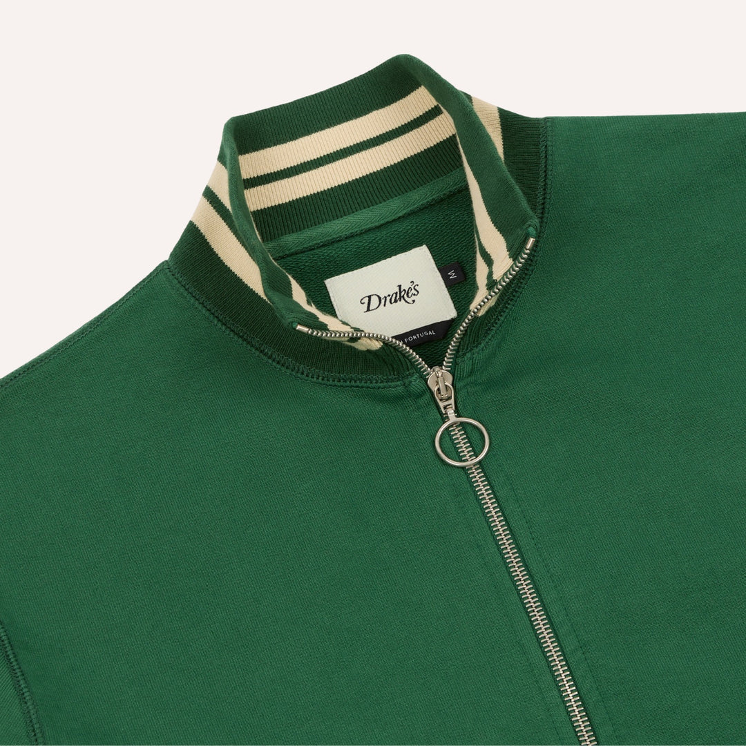 Green & Ecru Cotton Full-Zip Sweatshirt