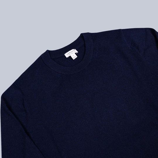 Navy Cashmere Crewneck Sweater