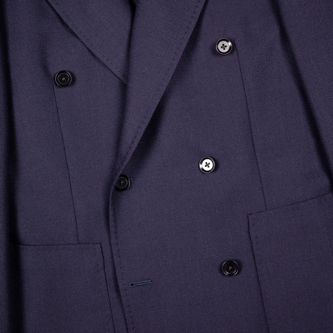 Navy Double-Breasted Wool Summer Balloon Blazer
