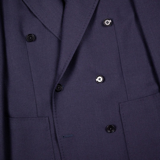 Navy Double-Breasted Wool Summer Balloon Blazer