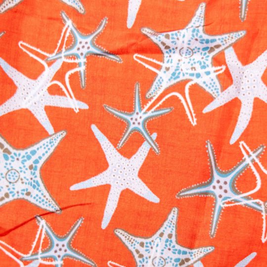 Coral Red Starfish Printed Swim Shorts