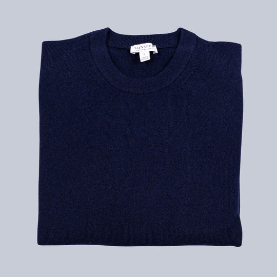 Navy Cashmere Crewneck Sweater