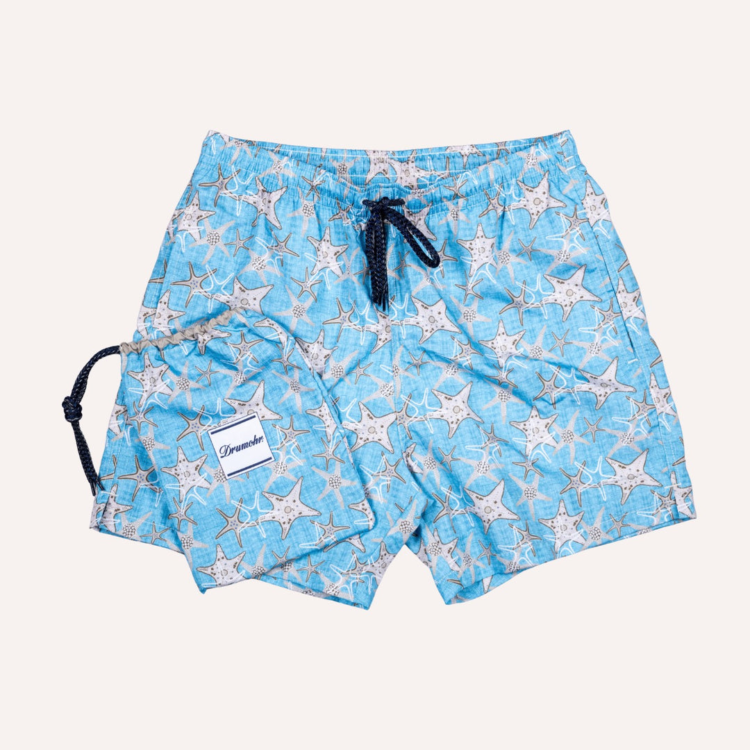 Turquoise Starfish Printed Swim Shorts